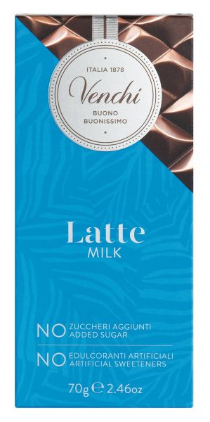 Venchi Latte - Vollmilchschokolade ohne Zuckerzusatz, 70g